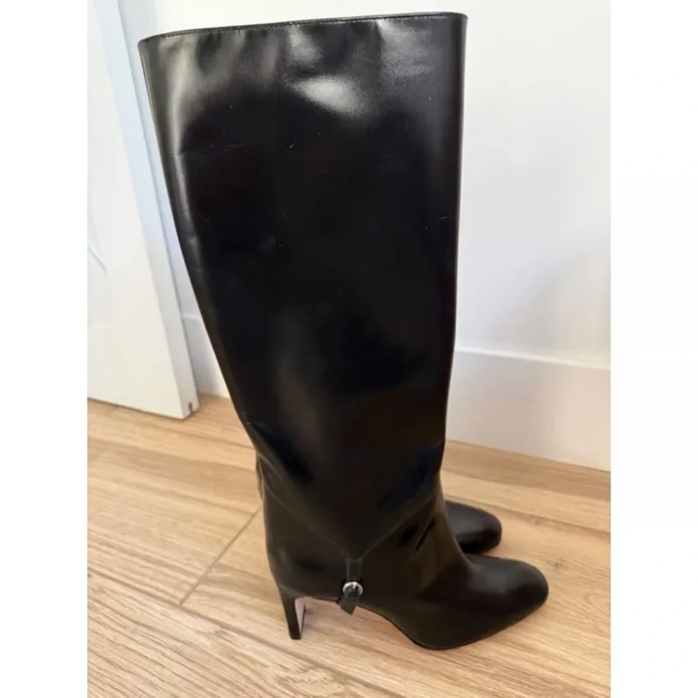 Reformation Black Patent Over-the-Knee Pull-On Boots
